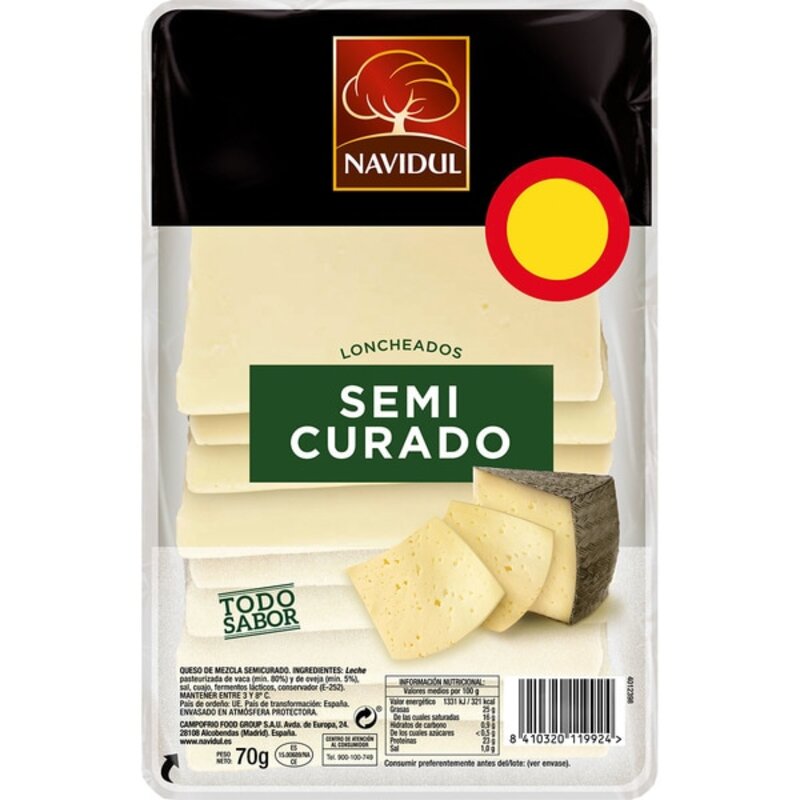 Queso semi Lonchas Navidul
